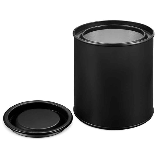 Black lever lid tin with lid off