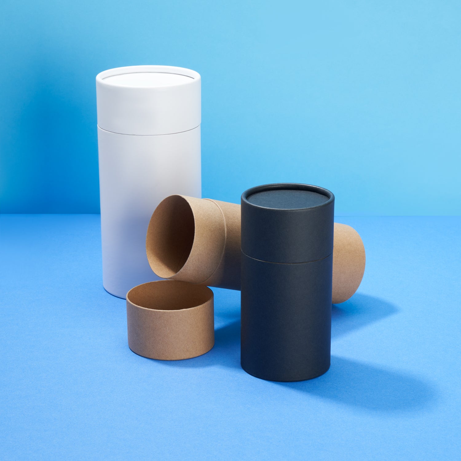 Cardboard Tubes in Matt Black, Matt White or Brown Kraft C063056B - Tinware Direct